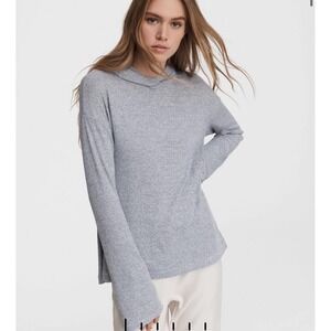 Rag and Bone Womens Size M Gray Knit Split Hem Long Sleeves Hoodie Top $195